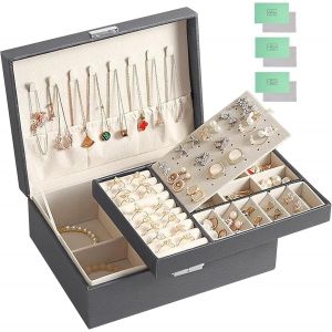 Boite &Agrave; Bijoux,Petit Coffret &Agrave; Bijoux Femmes Filles Voyage Organisateur De Bijoux,Pour Bagues, Boucles, D'oreilles, Colliers, Bracelets,Comprend Un Chiffon De Polissage En Argent(Blanc) - Neuf