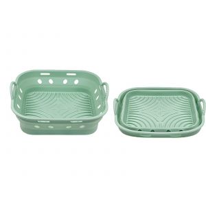 Plaque De Cuisson Carr&eacute;e En Silicone R&eacute;utilisable Pour Friteuse &Agrave; Air Chaud - Verte - Neuf