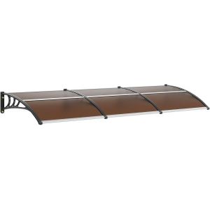 Ulteronixshop-Auvent De Porte D'entr&eacute;e 97x300 Cm Marquise De Porte Ext&eacute;rieure En Polycarbonate Marron Auvent De Fen&ecirc;tres Upf 50+ Support Abs R&eacute;sistant Abri De Protection Contre Les Uv, La Pluie, La N - Neuf