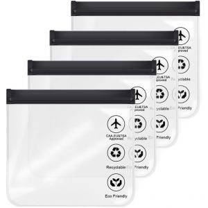 KALANKA-Trousse de Toilette Transparente Femme, 20x20cm Kit Voyage Avion Cabine Sac &agrave; Liquide 1L Pochette Transparente Voyage, Sac de Voyages Transparent Trousse pour Liquides Femmes & Hommes - Neuf