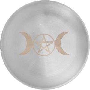 Kalanka-Assiette À Sushi Triple Plaque De Lune Décorative Tarot Cérémonie Bougeoir Rituel Bougie Brûlante Plateau Avec Bol Plat Plateau De Rangement De Bijoux En Acier Inoxydable - Neuf