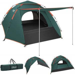 Letnerny-Tente De Camping Automatique 3 Personnes Pop Up, Instantanée 3 Couches Imperméable 4 Saisons À Dôme & Bâche Avec Tapis De Sol Étendu Porche 2 Bâtons - Neuf