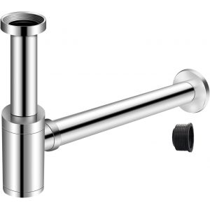 Tuej-Siphon De Lavabo Chromé Universel Tube Siphon De Lavabo Siphon En Acier Inoxydable 1 1/4 X 32mm Salle De Bain Siphon Évier Métal Siphon À Tube Siphon À Tube Syphon Lavabo Reglable Anti Odeur - Neuf