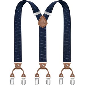 Cauc-Bretelles Pour Hommes Avec 6 Pinces M&eacute;talliques En Y Ajustables Bretelles Pour Pantalons Bretelles &Eacute;lastiques Robustes Pour Hommes - Neuf