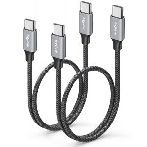 TRAHOO-Lot de 2 c&acirc;bles USB C vers USB C 0.6M PD 60W C&acirc;ble USB C Charge Rapide Court Cable USB Type C Pour Galaxy S24 S23 S22 S21 S20+ Ultra A70 A71 A80 A90, Pixel 7,8,9, Switch, iPhone 16 15 Pro Max - Neuf