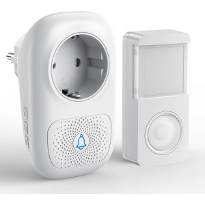 Kalanka-Sonnette Sans Fil Exterieur Etanche, Sonnette Sans Fil De Porte Ip55 &Eacute;tanche Carillon Electronique, Sonnette De Porte Avec Fonction De Charge,150m,58 M&eacute;lodies,4 Niveaux De Volume,Lumi&egrave;re Led - Neuf