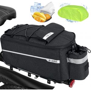 Subzonal-Sacoche Velo Porte Bagage Bicyclette Arriere &Eacute;tanche 10l, Isol&eacute; Tronc Glaci&egrave;re, R&eacute;fl&eacute;chissant, &Eacute;tanche Avec Housse De Pluie Peut &Ecirc;tre Utilis&eacute; Comme Un Sac &Agrave; Bandouli&egrave;re Noir - Neuf