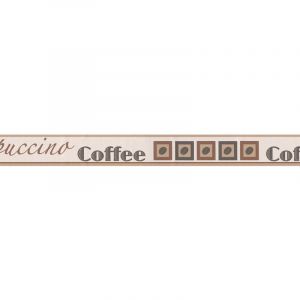 Frise Papier Peint Motif &eacute;criture Caf&eacute; Frise Tapisserie Parfaite Pour Cuisine Frise Murale Cuisine Beige & Marron - Neuf