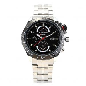 Curren Hommes Mode Étanche Montre À Quartz Bracelet De Montre En Métal Ajustable (Blanc&noir & Argent) - Neuf