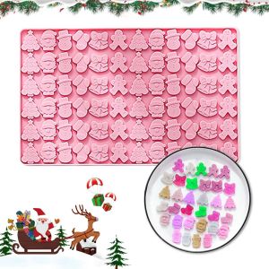 Ayuhr-Moule À Chocolat En Silicone De Noël, Bonhomme De Pain D'épices, Bonhomme De Neige, Père Noël, Arbre De Noël, Avec 72 Cavités, Moule À Fondant, Pour Bricolage Au Chocolat, Bonbons (Rose) - Neuf