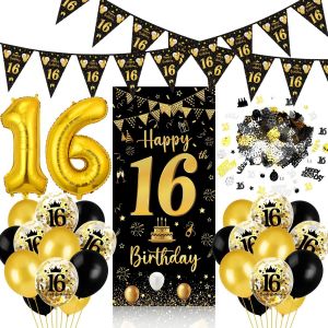Birthday Decoration, Black And Gold Balloon A1 - Neuf