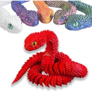 KAL-Jouets D'Animaux Imprimés En 3D, Jeu De Serpent Imprimé En 3D, Ornement De Bureau, Statue De Serpent, Jouet Mobile De Serpent, Jouet À Presser Pour L'Autisme/Tdah (45 Cm, Rouge) - Neuf