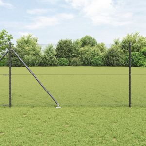 Clôture Hexagonale Vidaxl Gris 1x10 M Acier, Poteaux De Clôture Vidaxl Avec Piquet 7 Pcs Ø32 Mm 120 Cm Acier Galvanisé - Neuf