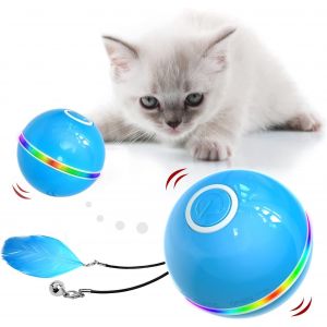 KAL-Jouets Pour Chats, Balle Chat Avec,Led Lumières,Cataire, Cloche Et Plume,Jouet Chat Interactif Interieur,Rotation Automatique - Neuf