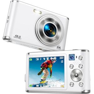 CHECARZHN--NO1-Appareil Photo Numérique 4K, Mini Caméra Ultra Hd 44 Mp, Écran Ips 2,4 Pouces, Rechargeable, Appareil Photo De Poche Compact Avec Zoom Numérique 16X, Caméra Youtube Pour - Neuf