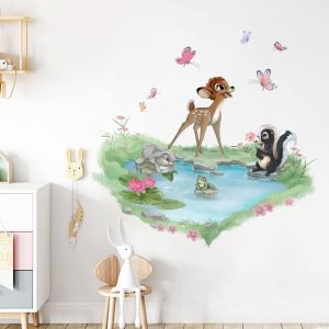 Trahoo-Stickers Muraux Bambi Autocollant Mural Animaux De La Jungle Forêt Biche Deco Stickers Chambre Enfants Fille Garçon Bébé Décoration - Neuf