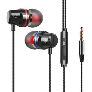 Ecouteurs Filaire, Ecouteur Avec Microphone Et Contrôle Du Volume, Oreillette Filaire Stéréo Anti-Bruit Compatibles La Plupart Des Appareils 3,5 Mm Pour Iphone, Android, Mp3 Etc. Noir - Neuf