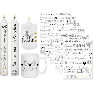 SJZG-Lot De 6 Tatouages De Bougies De Deuil (Plus De 200 Motifs) - Impression Par Transfert D'Eau - Film Coulissant &Agrave; L'Eau - Autocollants Pour Bougies - D&eacute;coration De Bougies - Lumi&egrave;re Fun&eacute;raire - - Neuf