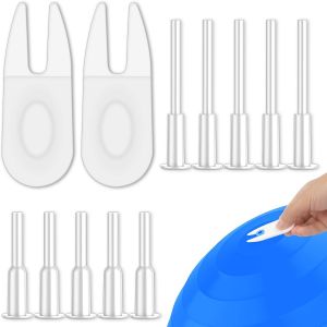 Acdsgd-Lot De 12 Pompes &Agrave; Air Manuel Pour Ballons De Fitness / Balles De Yoga, Pompe &Agrave; Air Manuelle Pour Ballons De Fitness, Pompe &Agrave; Air Pour Ballons De Fitness, Aiguille &Agrave; Bouchon D'air (Blanc, Rose) - Neuf