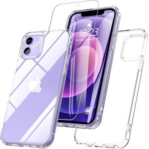 Maa-Pour Coque Iphone 12, Coque Iphone 12 Pro Avec Verre Trempé Protection D'écran Antichoc Qualité Militaire Résistante Complète Protection Bumper Housse Pour Iphone 12/12 Pro Transparent - Neuf