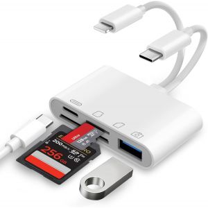 PIAL-[Apple Mfi Certified] Lecteur Cartes Sd Pour Iphone,4En1 Lecteur De Carte Mémoire Usbc Lightning Vers Sd/Micro Sd/Usb/Charging,Adaptateur Cartes Sd Usb C Pour Iphone 16/15/Ipad/Samsung/Caméra - Neuf