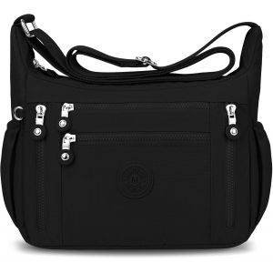 nzqaf-Sac Femme Bandoulière Imperméable, Sac à Main Bandoulière en Nylon, Sacs à Bandoulière Multifonctionnel avec Bandoulieres Réglable et Multi-Poches, Sac Besace Loisir pour Voyage - Neuf