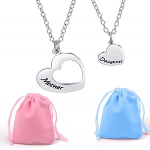 Kal-Colliers Mère Fille, Mère Fille Collier Assorti De Coeur Collier, Collier Set Coeur Découpé, Acier Inoxydable Mère Fille Pendentif Collier, Pour Femmes Cadeau - Neuf