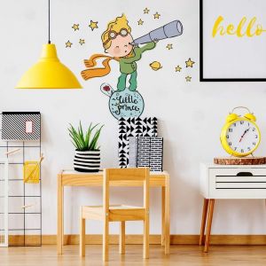 Eryi-- R00580 Autocollants Muraux Enfant Écologique Et Hypoallergénique Effet Tissu Doux Repositionnables Le Petit Prince Décoration Bébé Nouveau Pépinière Adhésif Papier Peint - 100x30 Cm - Neuf