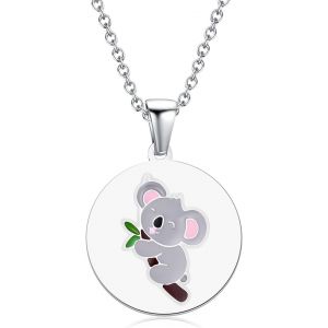 Kal-Collier Pour Filles, Collier Cadeau Bijoux Pendentif Lapin Papillon &Eacute;l&eacute;phant Paresseux Ange Tortue Flamant Coccinelle Dauphin Girafe Panda Abeille Koala Licorne - Neuf