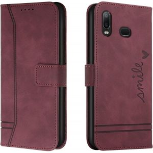 Kal-Coque Pour Samsung Galaxy A10s / M01s, Etui Portefeuille Samsung A10s / M01s, Protection Etui À Rabat Housse En Cuir Pu Avec Antichoc Tpu [Fermoir Magnétique] Pour Samsung A10s / M01s (Rouge) - Neuf