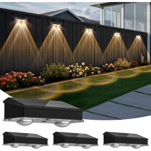 Lot De 4 Lampes Solaires D'ext&eacute;rieur &Eacute;tanches - Applique Murale Solaire D'ext&eacute;rieur Avec 4 Modes Blanc Chaud/Blanc Froid/2 Modes Rvb - Lampes De Jardin Led Pour Terrasse, Mur, Escaliers - Neuf