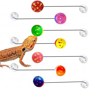 Lot de 7 jouets pour dragon barbu, jouet pour reptile, boule Kring avec ventouse et cordon pour cr&eacute;atures l&eacute;zard - Neuf