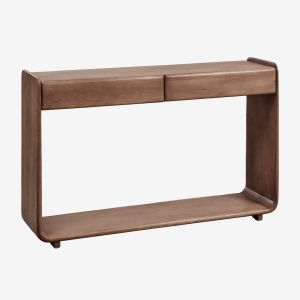 Console d'entr&eacute;e rectangulaire 120x30 cm en bois Tinsley Brun Acacia fonc&eacute; - Neuf