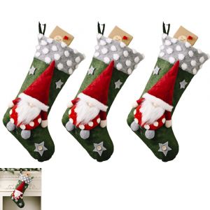 Lot de 3 sacs cadeaux de No&euml;l en forme de poup&eacute;e sans visage, pour la d&eacute;coration int&eacute;rieure et comme pr&eacute;sentoir &agrave; bonbons. - Neuf