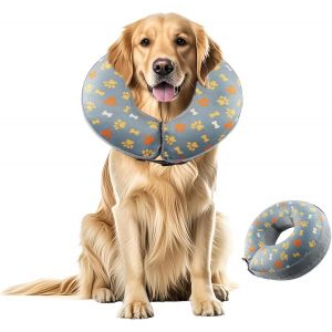 Collier Collerette Gonflable Pour Chien , Collerette Chien Gonflable Avec Velcro R&eacute;glable, Collerette Chat, Adapt&eacute; &Agrave; La R&eacute;cup&eacute;ration Postop&eacute;ratoire, Anti-Morsure Et Anti-L&eacute;chage (Rose, Xl) - Neuf