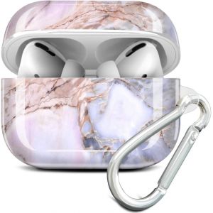 Coque AirPods Pro,Coque Housse Étui Protecteur pour AirPod Pro,Protection Coque pour AirPods Pro Case Silicone Cover avec Porte-clés [Supporte la Charge sans Fil] Violet Rose - Neuf