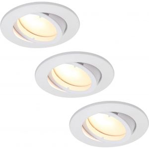 Yemaesre-Lot De 3 Spot Encastrable Complete Orientable Blanc Avec Dimmable Ampoule Gu10 Module 3w 230v Eq. 35w Lumiere Blanc Chaud 3000k - Neuf