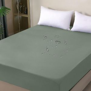 Tzf-Protège-Matelas Imperméable, 160 X 200 Cm, Drap-Housse, Housse De Matelas Imperméable Et Respirante, Alèse D'incontinence, Protection Contre L'humidité, Pour Toutes Les Saisons, Vert - Neuf