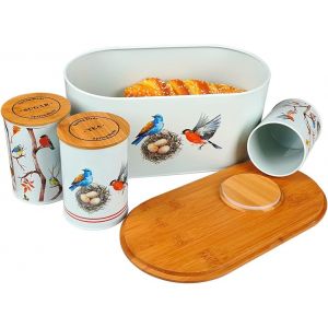 Lot De 4 Boîtes De Rangement Pour Cuisine, Thé, Café, Sucre, Boîte À Pain, Biscuits, Couvercles Hermétiques En Bambou, Cadeau De Noël, De Cuisine, Printemps Dans La Cuisine - Neuf