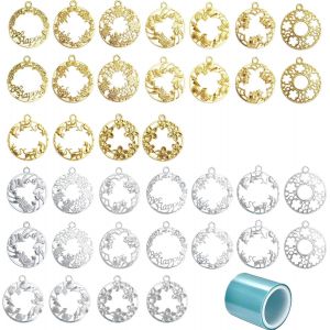 Kal-7 Pcs Pendentifs Cadre Pendentifs 9 Style Fleurs Chats Papillons Pendentifs Cadre Pendentifs À Lunette Ouverte Avec Cadres À Lunette Creuse Pour Moulage De Résine, Colliers - Neuf
