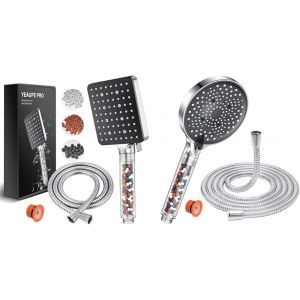 JGD-Pommeau de Douche avec Tuyau 1.6m, Pommeau de Douche Economie eau avec 6 Modes & Pommeau de Duche avec tuyau 1,6M, Pommeau de Douche Economie Deau - Neuf