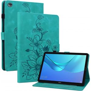 ERYI-Coque Pour Huawei Mediapad M5/ M5 Pro 10.8 Cmr-Al09 Cmr-W09, Multi-Angles De Visualisation Housse De Protection En Similicuir Avec Porte-Carte Couverture Motif Lys, Vert - Neuf