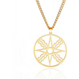 Trahoo-Collier Avec Pendentif Symbole Sceau De Shamash - Pendentif Dieu Du Soleil - Collier Tendance Pour Homme Et Femme - En Acier Inoxydable - Cadeau - Neuf