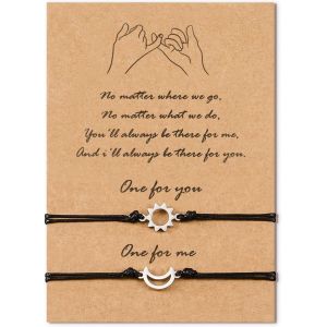 Kalsw-2 Pcs Bracelet Soleil Et Lunetiss&eacute; Amiti&eacute; Bracelet Assorti,Filles Hommes Femme Famille Bracelet Meilleur Ami M&egrave;re Fille,Bijoux Cadeaux La Saint-Valentin - Neuf