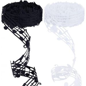 Pandahall 18m Ruban De Note De Musique Ruban De Musique Creux Noir Blanc 30mm Musique Artisanat Ruban Ruban Gros-Grain Musical Pour Album De Mariage Cadeau Décor De Fête D'anniversaire De Musique - Neuf