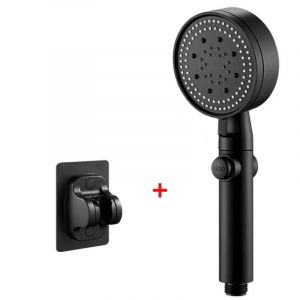 Pommeau De Douche Haute Pression,5 Modes,Pomme De Douche Réglable Avec Tuyau,Économie D'Eau,Buse De Pulvérisation D'Arrêt À Une Touche,Accessoires De Salle De Bains.Black And Holder. - Neuf