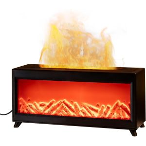 Jgd-Diffuseur D'huiles Essentielles 2 Couleurs Avec Effet Flamme Dynamique, Humidificateur 220ml, 4 Minuteries + T&eacute;l&eacute;commande, Diffuseur Chemin&eacute;e Led Pour Bureau/Chambre/Yoga/Esport (Noir) - Neuf