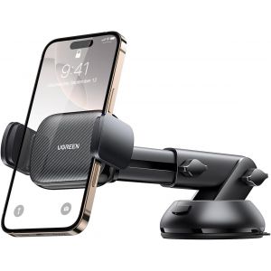 Eryi-Support T&eacute;l&eacute;phone Voiture Ventouse Tableau Bord Porte Smartphone Automobile Rotation 360 Degr&eacute;s Pose Portable Pare Brise Compatible Avec Iphone 16 Plus Pro Max 15 14 13 Galaxy S24 (Noir) - Neuf