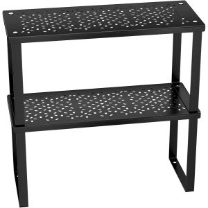 KALANKA-Lot de 2 &Eacute;tag&egrave;re de Rangement de Cuisine, Organisateur de Placard, Porte-&Eacute;pices Empilable, &Eacute;tag&egrave;re &agrave; &Eacute;pices en M&eacute;tal, Support &agrave; &Eacute;pices, &Eacute;tag&egrave;res de Cuisine pour Plan de Travail - Neuf
