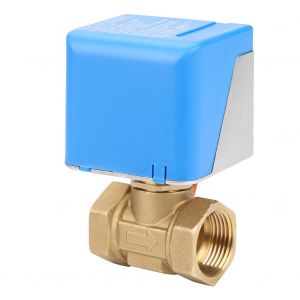 Vanne a boisseau spherique motorisee 2 voies en laiton DN25 pour climatiseur AC220 V - Neuf